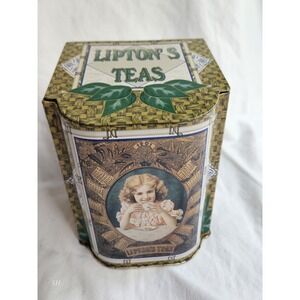 Vintage Lipton's Teas Tin Box with Sloped Lid Collectible by Tin Box Company